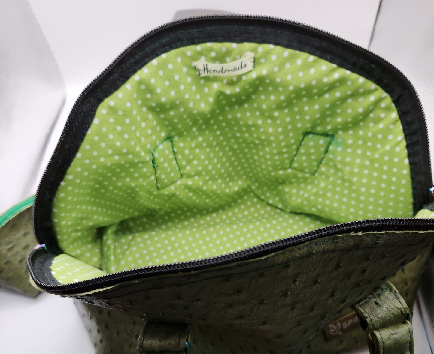 Green Ostrich Clamshell Bag