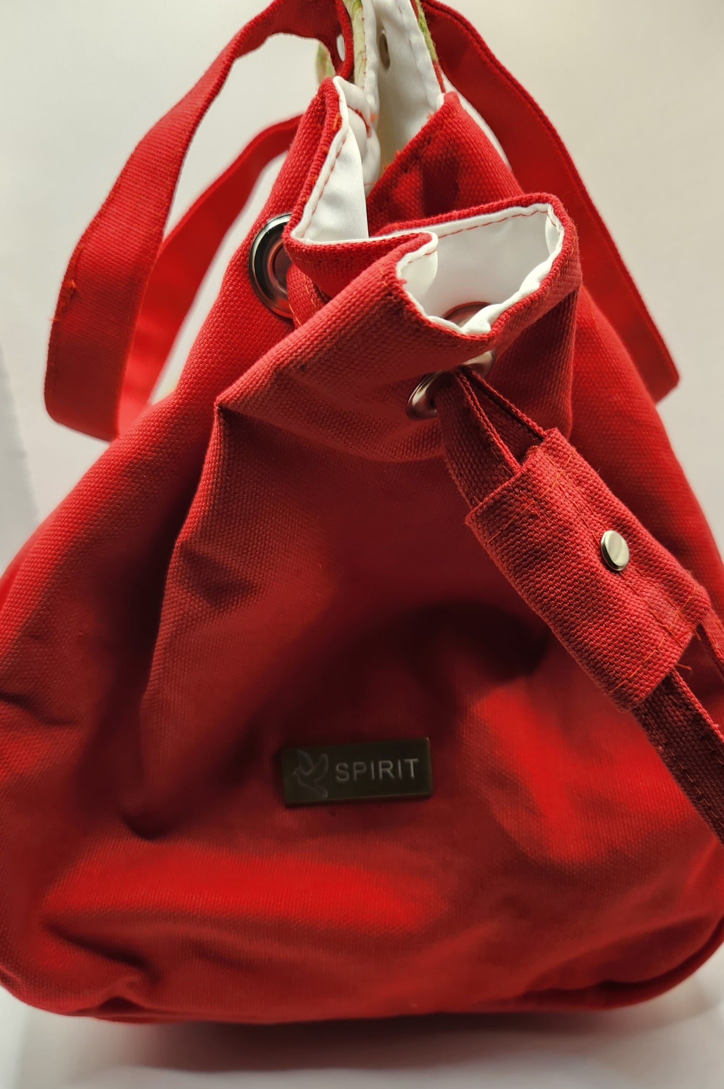 Pretty Floral Front Draw String Christmas Bag