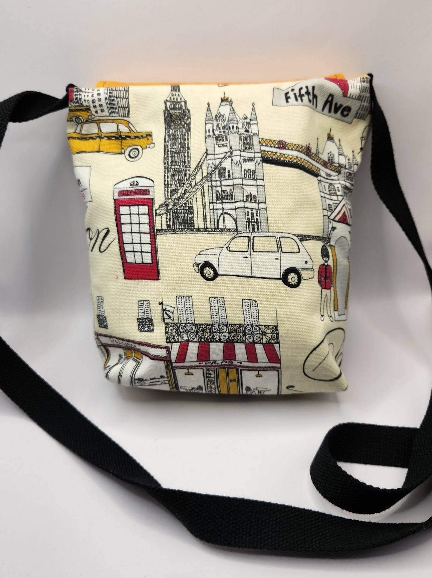Mustard City Print Crossbody Bag