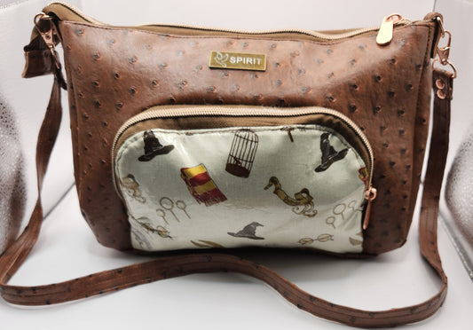 Brown Ostrich Harry Potter Pouch Shoulder Bag