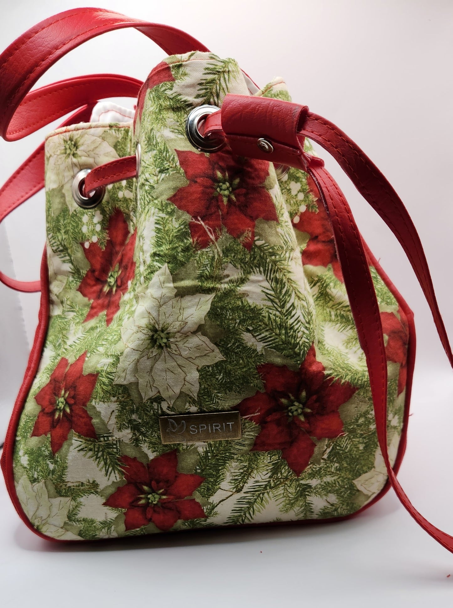 Red Front Christmas Draw String Purse