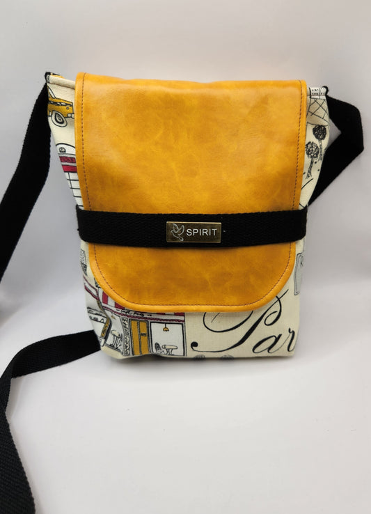 Mustard City Print Crossbody Bag