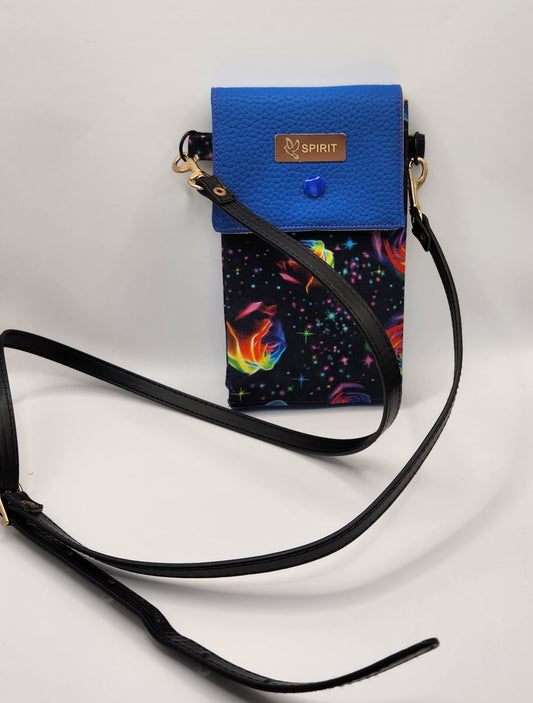 Blue Phonebag with Cosmic Roses
